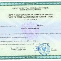 Сертификат эксперта Солопова А.А.